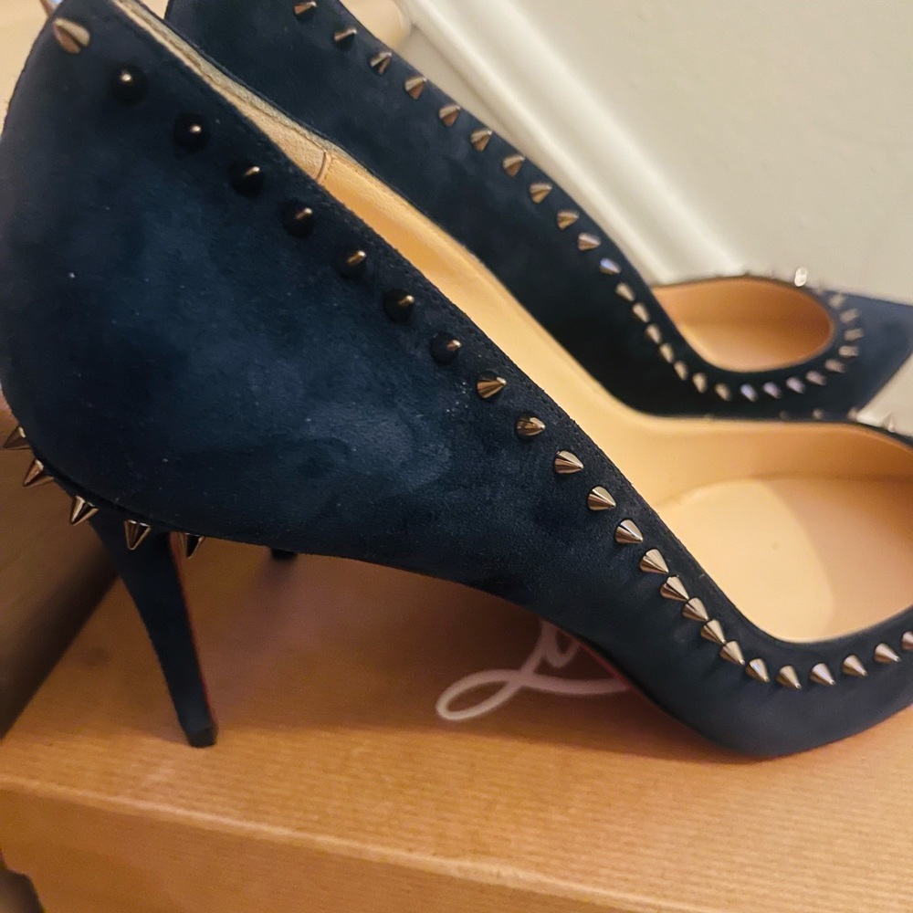 Christian Louboutin navy suede 85mm stiletto